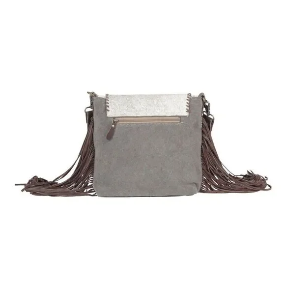 Myra Bag Handmade Haven Shoulder Bag Upcycled Canvas & Cowhide Leather - Picture 4 of 10